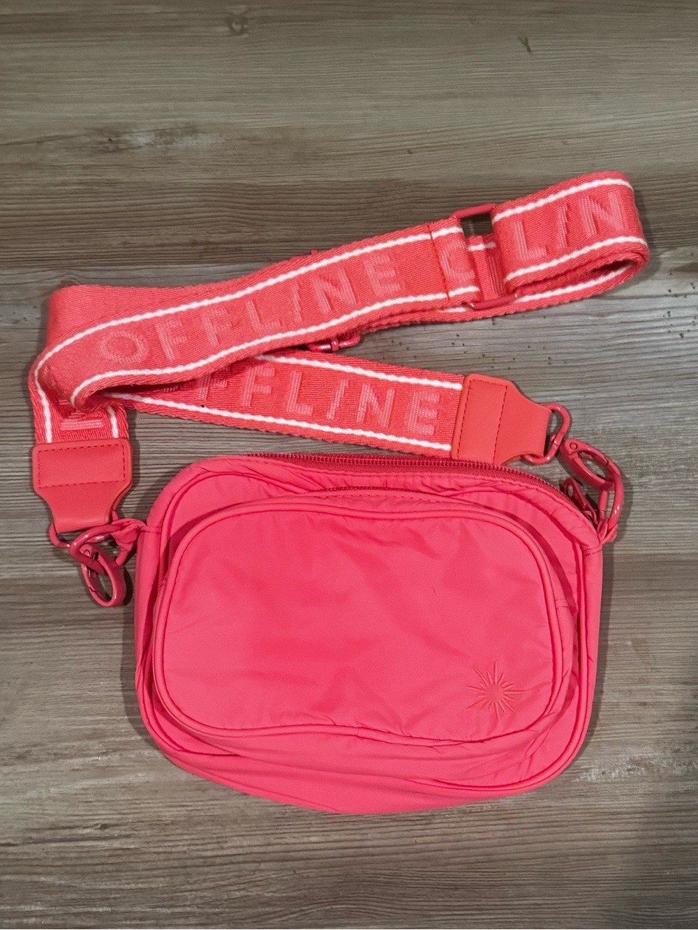 aerie Coral Crossbody Bag with Wide Branded Strap
